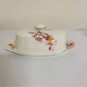 Antique 1792s England Ridgway Staffordshire English Garden Covered Butter Dish